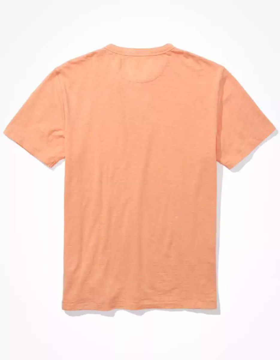 T Shirts American Eagle AE Super Soft Slub Henley Orange Homme | JJB-53136458